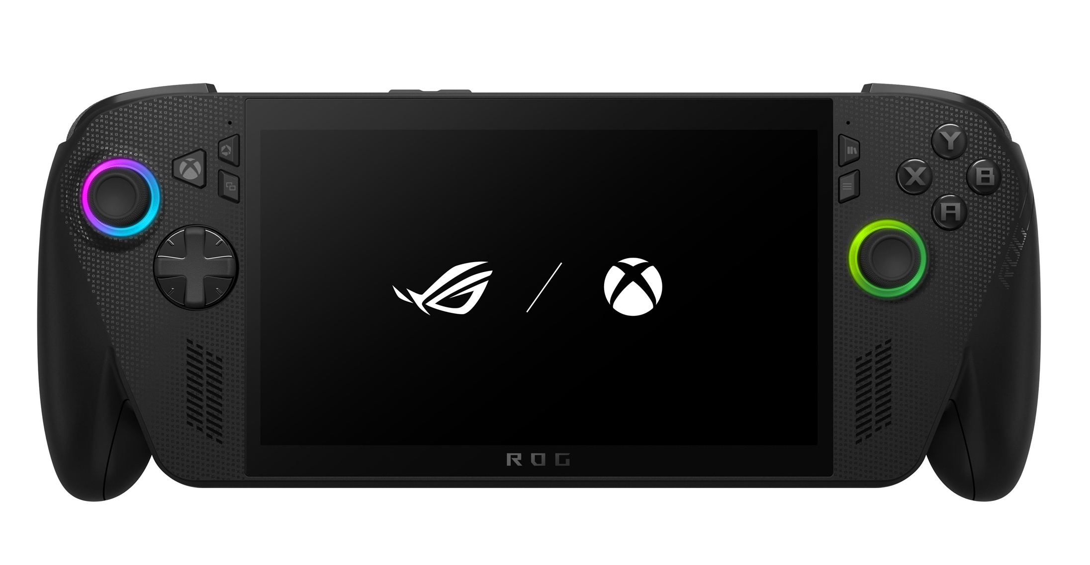 ASUS ROG Xbox Ally X black handheld gaming PC with contoured Xbox-style grips