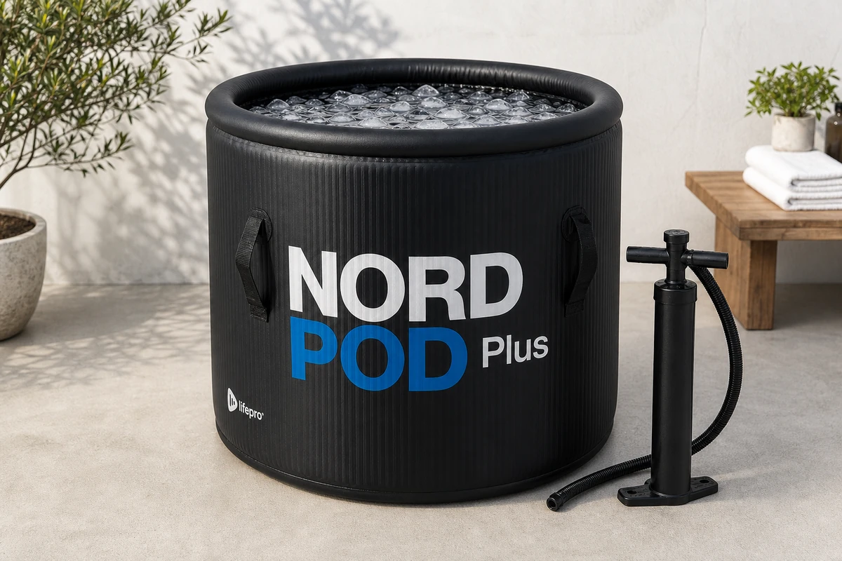 LifePro NordPod Recovery Ice Bath cold plunge tub in a bright wellness space