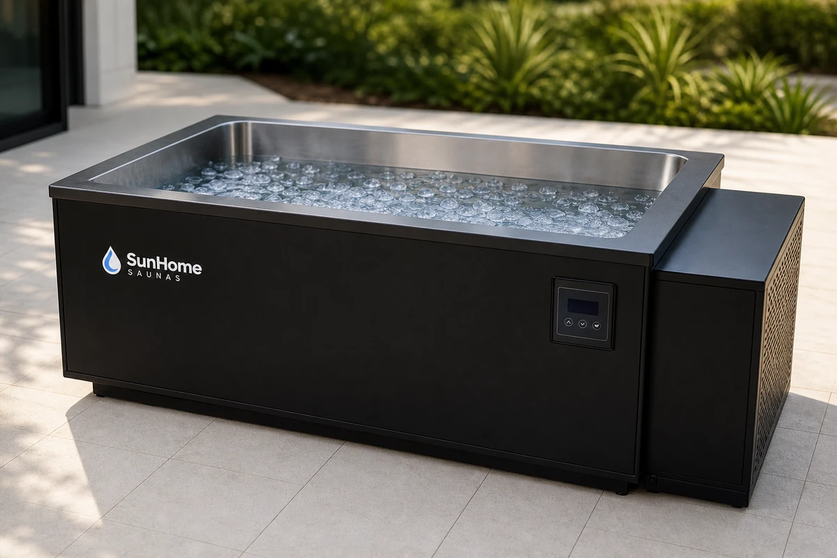 Sun Home Cold Plunge Pro cold plunge tub in a bright wellness space