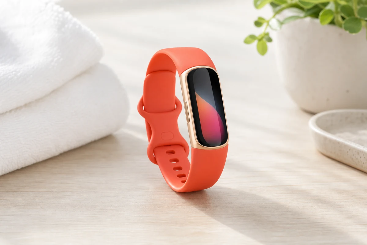 Fitbit Charge 6 fitness tracker with non-readable abstract screen