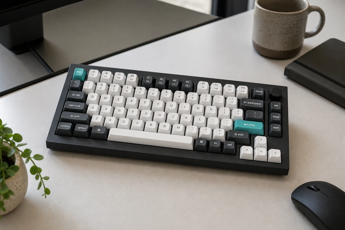 Keychron Q1 Max compact mechanical keyboard on a desk