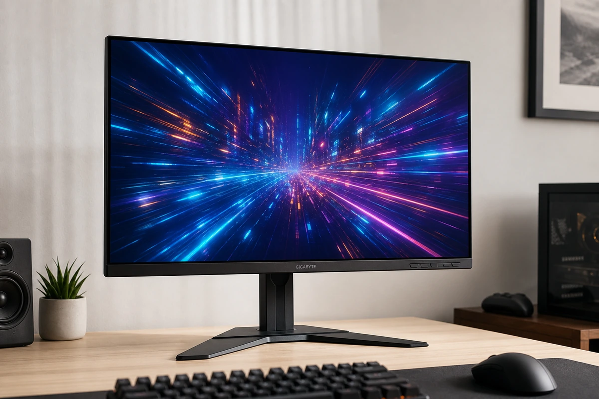 Gigabyte M27Q-X 27-inch 240Hz monitor on a bright desk