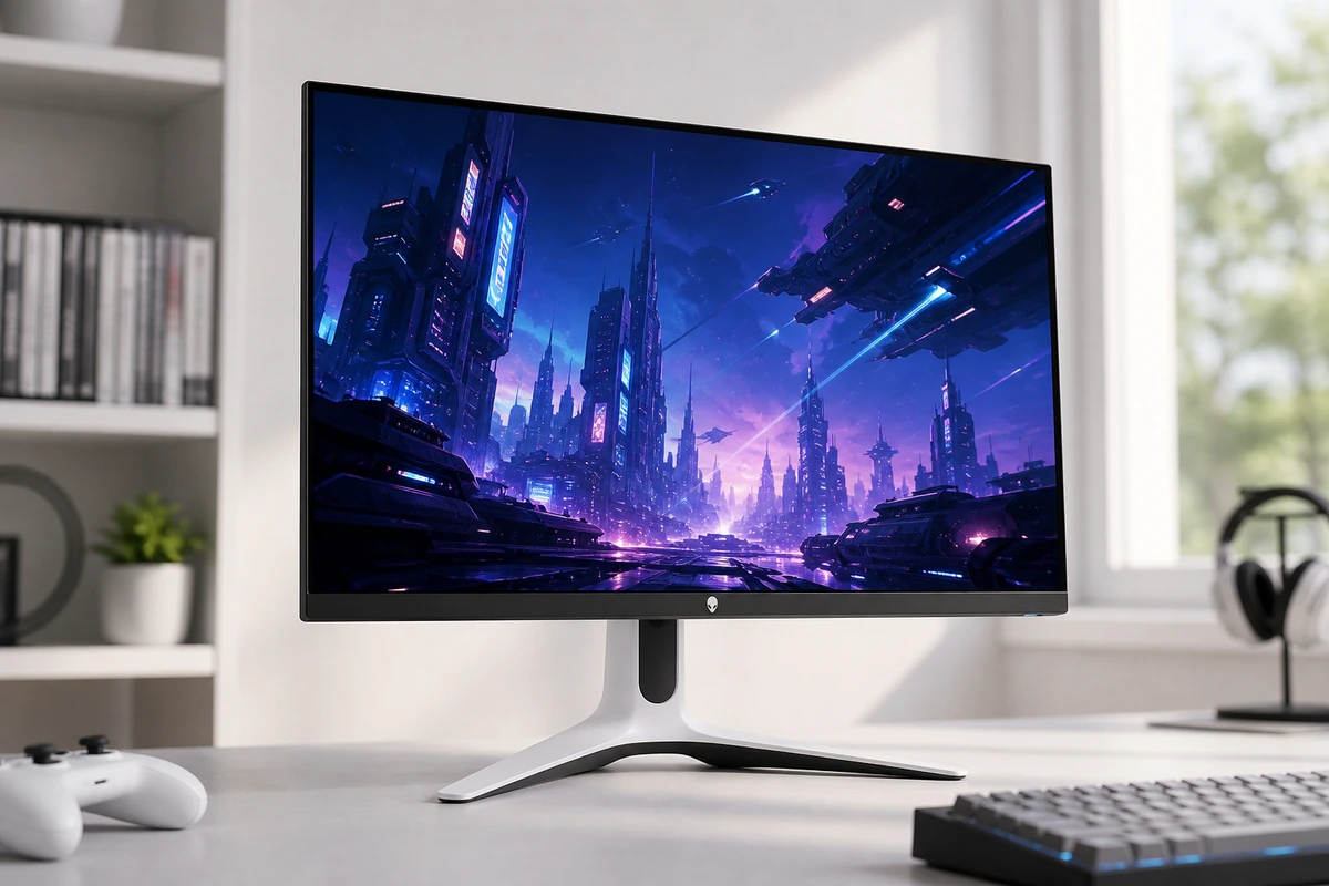 Alienware AW2725DF 27-inch QD-OLED 360Hz monitor on a bright desk