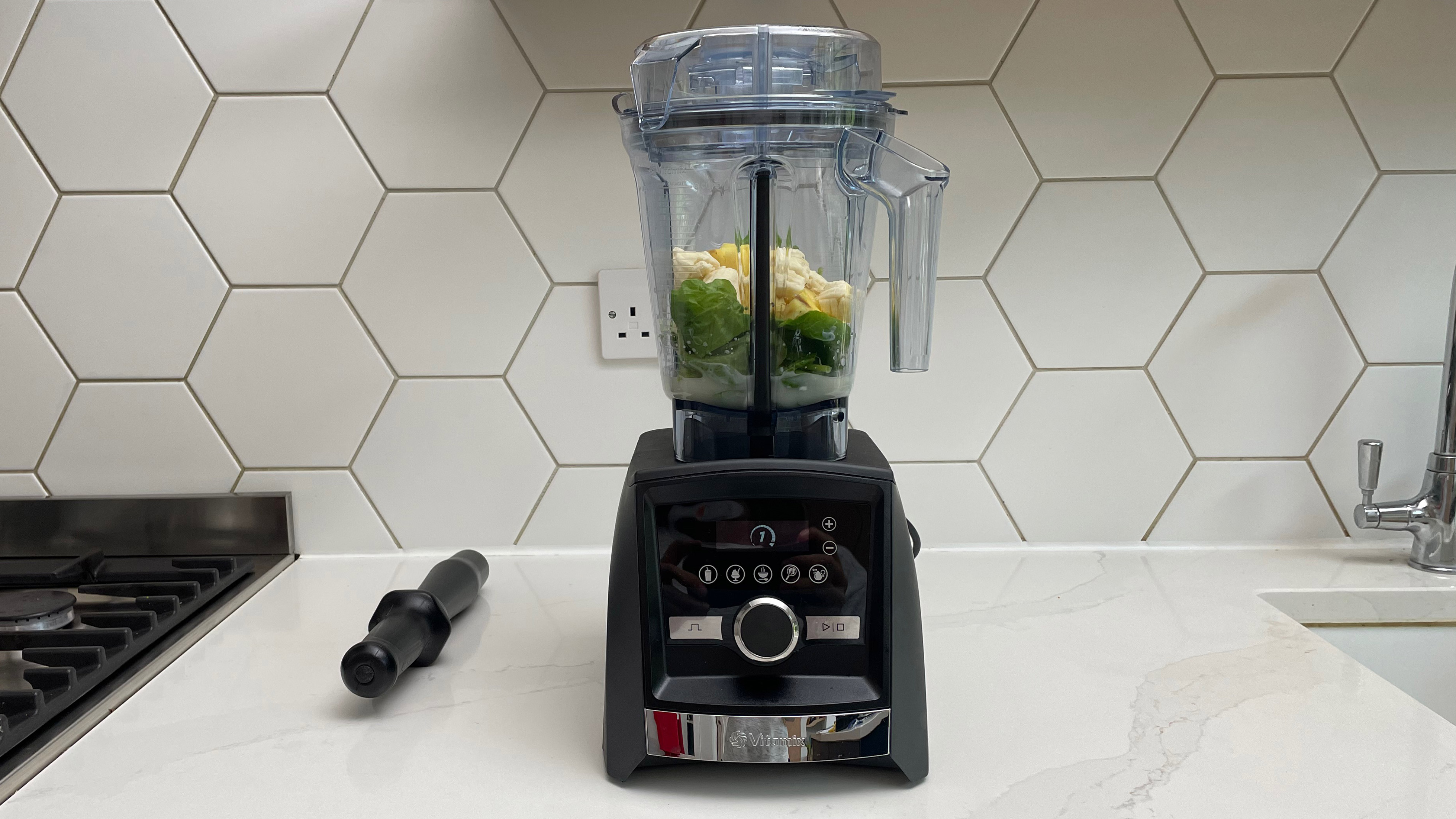 Vitamix A3500 blender on a kitchen counter