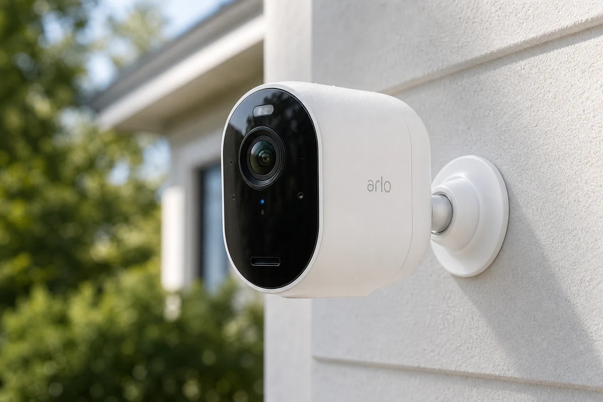 Arlo Pro 6 security camera on a bright home exterior