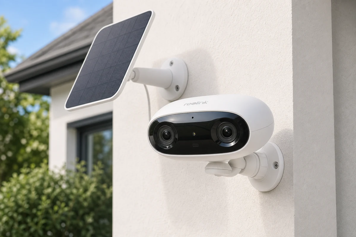 Reolink Argus 4 Pro security camera on a bright home exterior