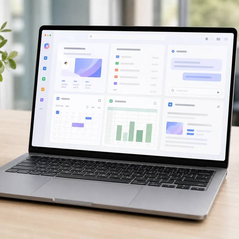 Microsoft 365 Copilot workspace with non-readable abstract interface