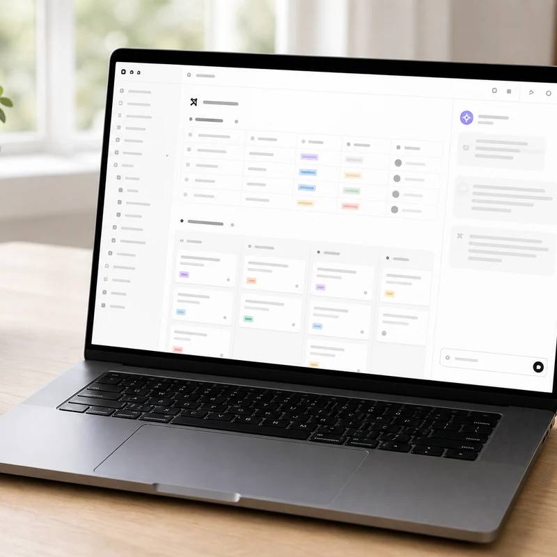 Notion Business with AI workspace with non-readable abstract interface