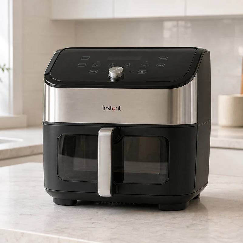 Instant Vortex Plus 6QT ClearCook air fryer on a bright kitchen counter