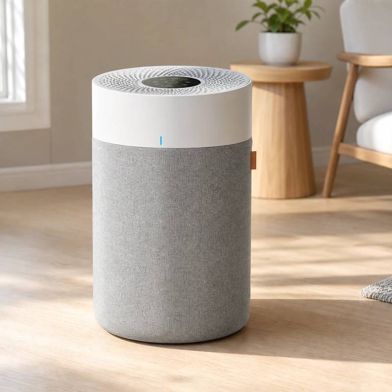 Blueair Blue Pure 211i Max, a large fabric-wrapped purifier built for big rooms, in a bright open living area