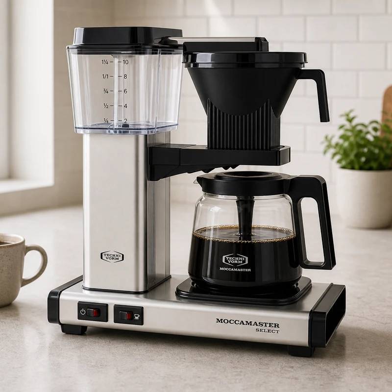 Technivorm Moccamaster KBGV Select coffee maker in a bright kitchen interior