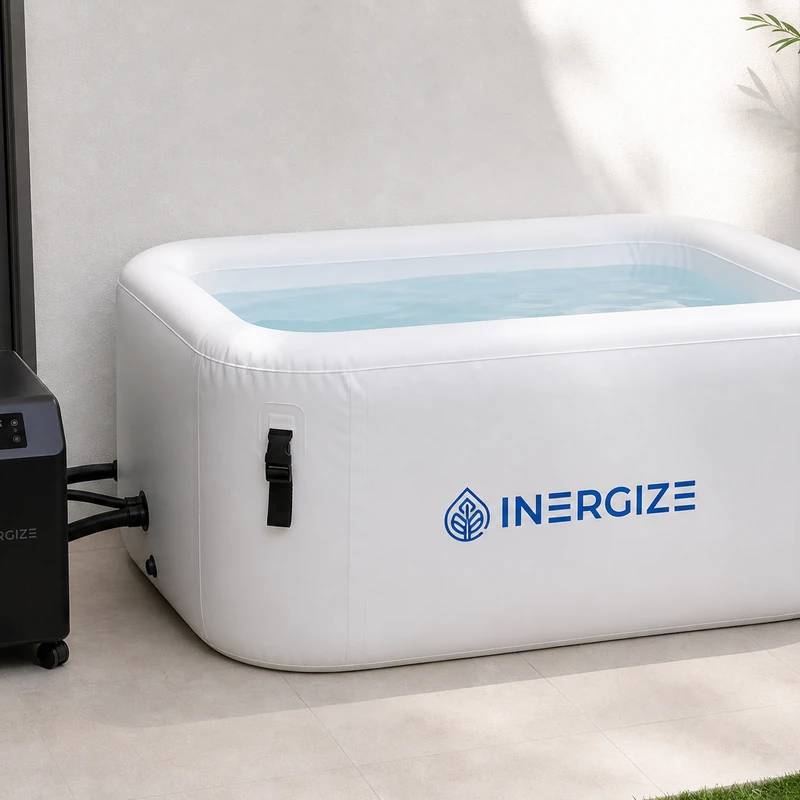 Inergize Cold & Hot Plunge Tub cold plunge tub in a bright wellness space