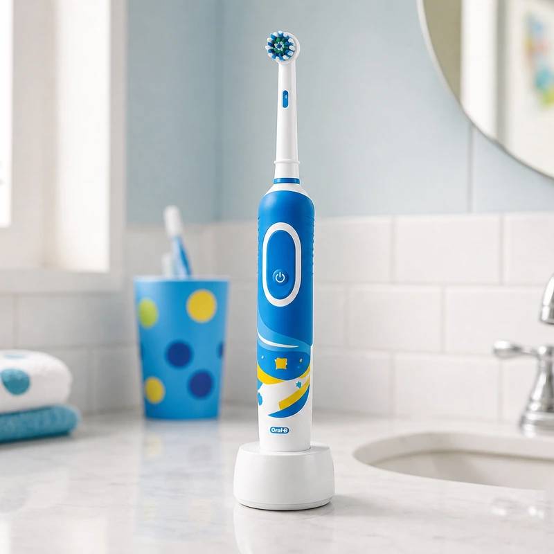 Oral-B Kids Electric Toothbrush on a bright family bathroom counter
