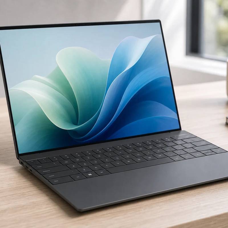 Dell XPS 13 laptop in a bright workspace
