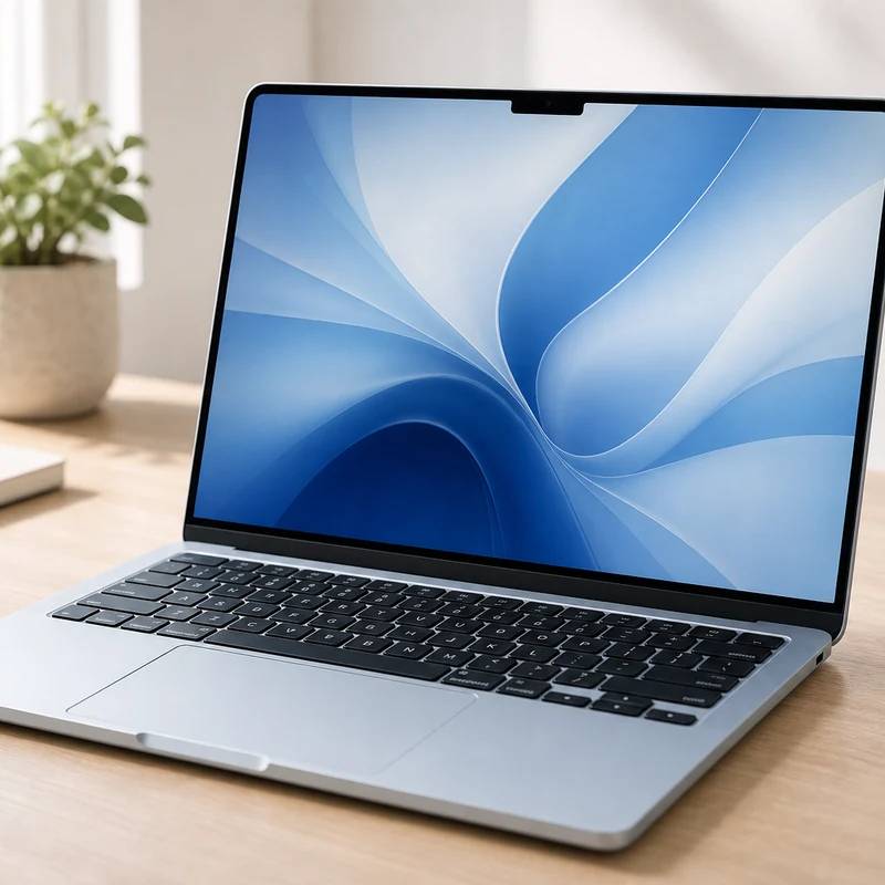 Apple MacBook Air 13-inch M5 laptop in a bright workspace