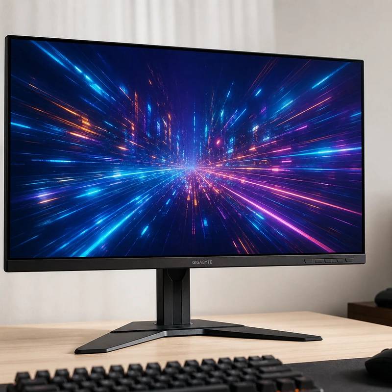 Gigabyte M27Q-X 27-inch 240Hz monitor on a bright desk