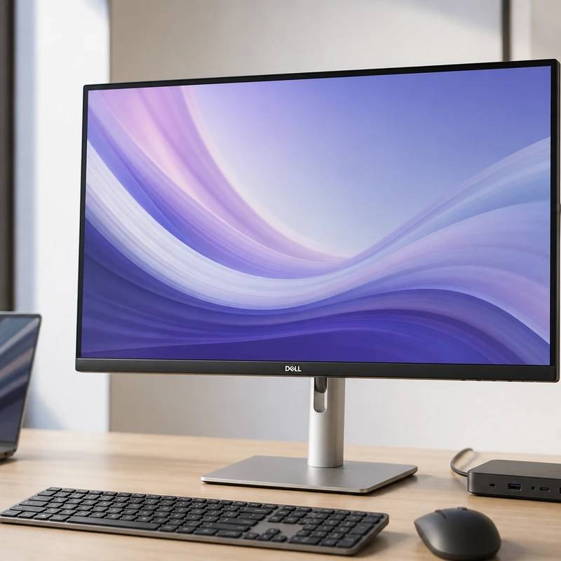 Dell U2723QE UltraSharp 27-inch 4K monitor on a bright desk