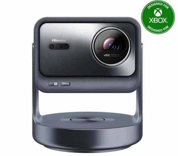 Hisense C2 Ultra 4K RGB triple-laser projector with gimbal stand, front view