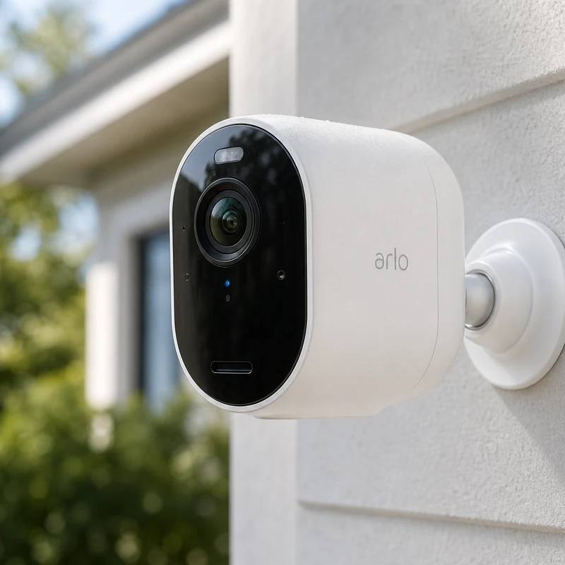 Arlo Pro 6 security camera on a bright home exterior