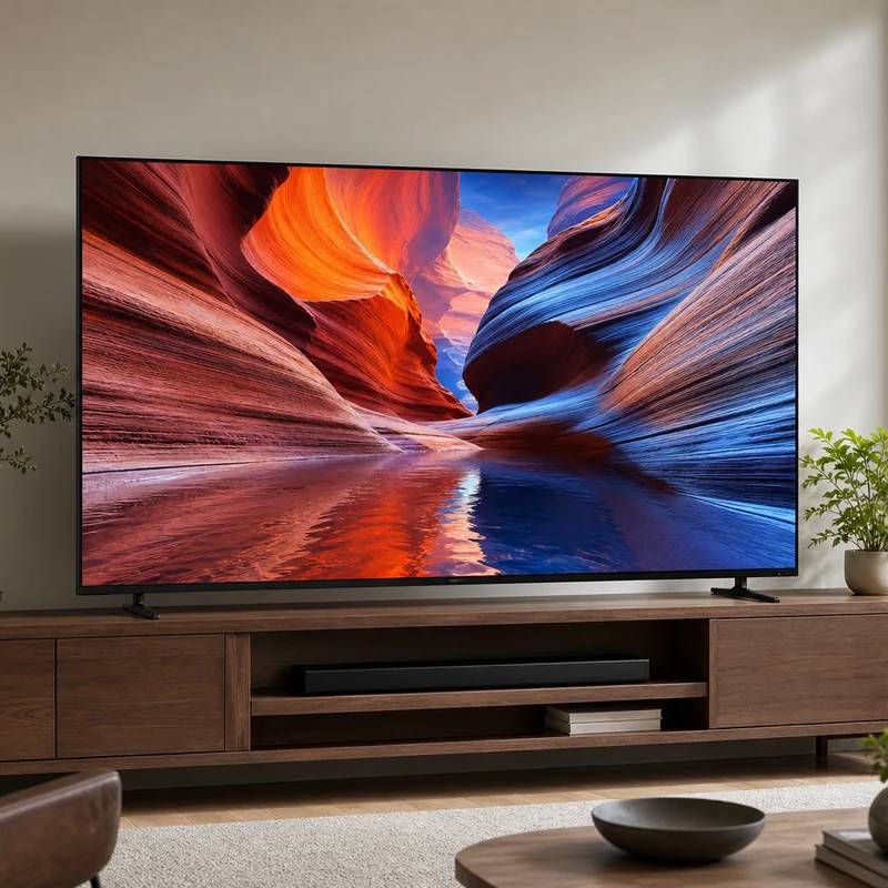 Sony Bravia 9 TV on slim edge feet in a bright living room
