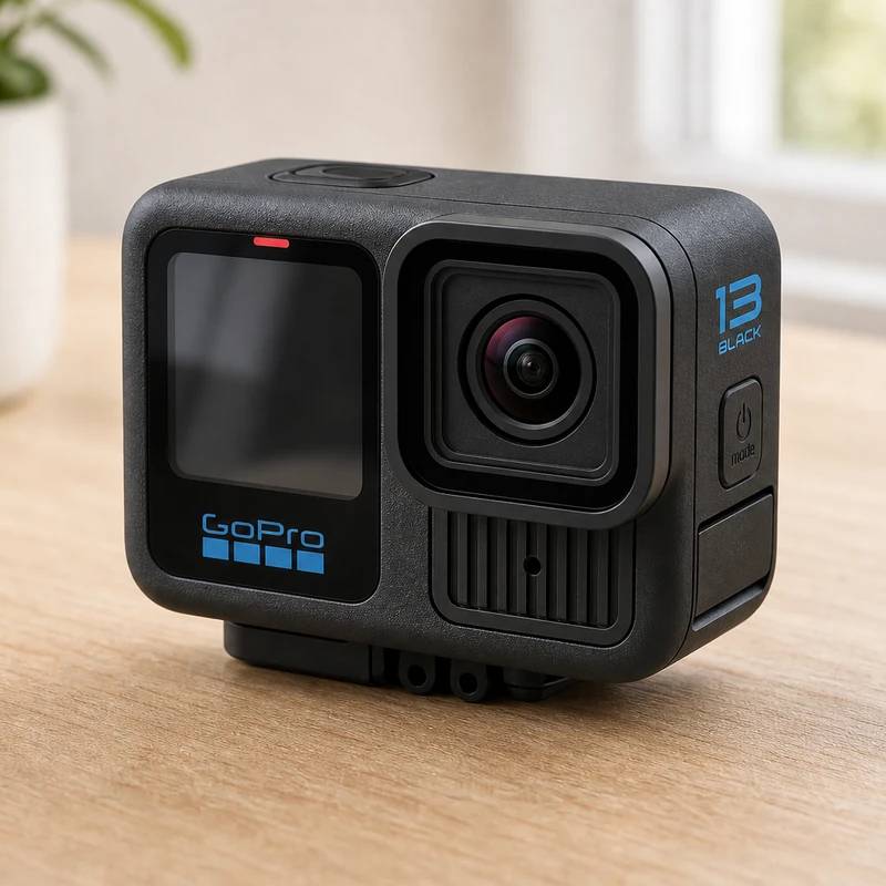 GoPro HERO13 Black action camera with natural logo and dark non-readable front screen