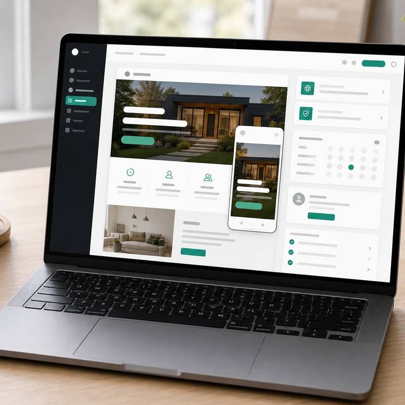 GoDaddy Website Builder workspace with non-readable abstract interface
