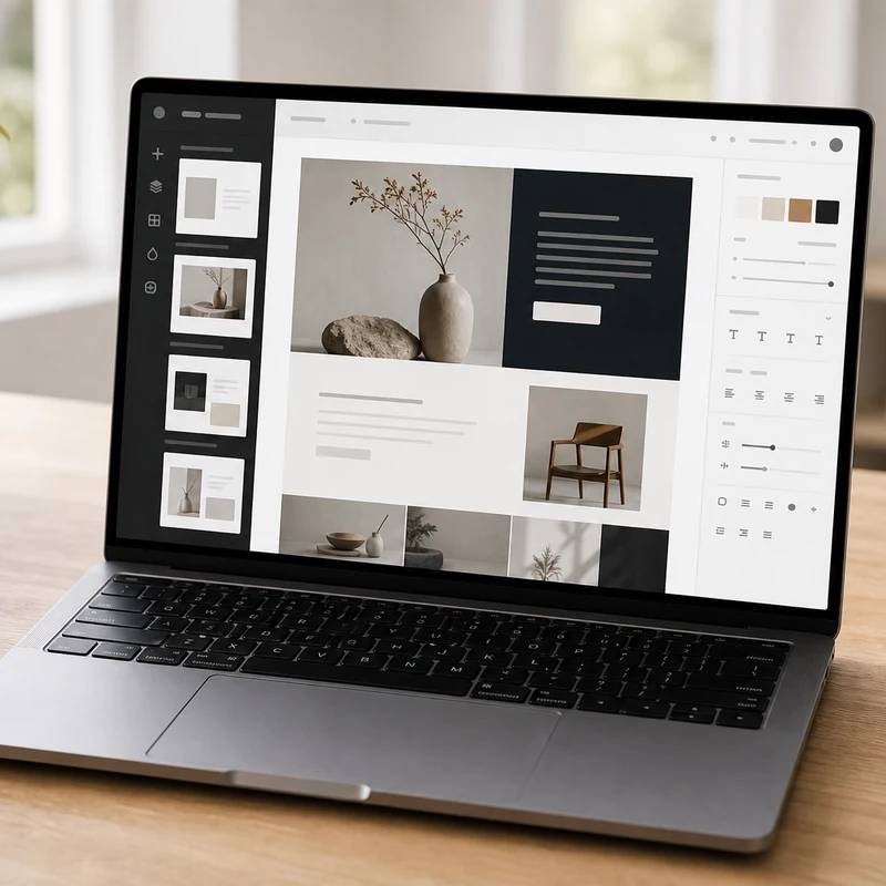 Squarespace website builder workspace with non-readable abstract interface
