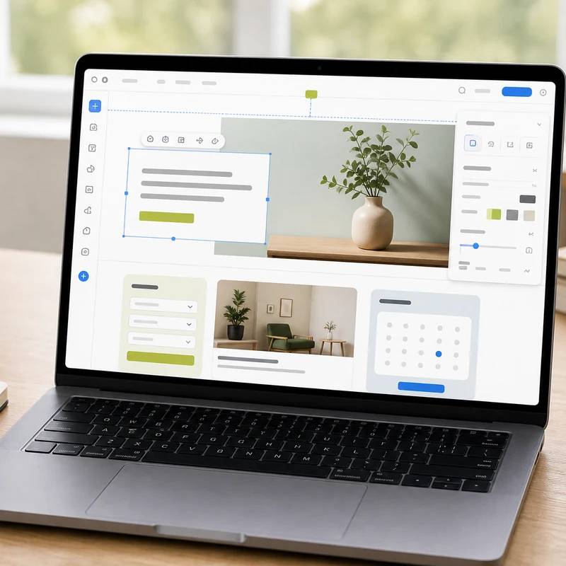 Wix website builder workspace with non-readable abstract interface
