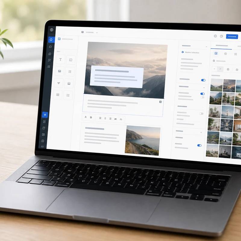 WordPress.com website builder workspace with non-readable abstract interface